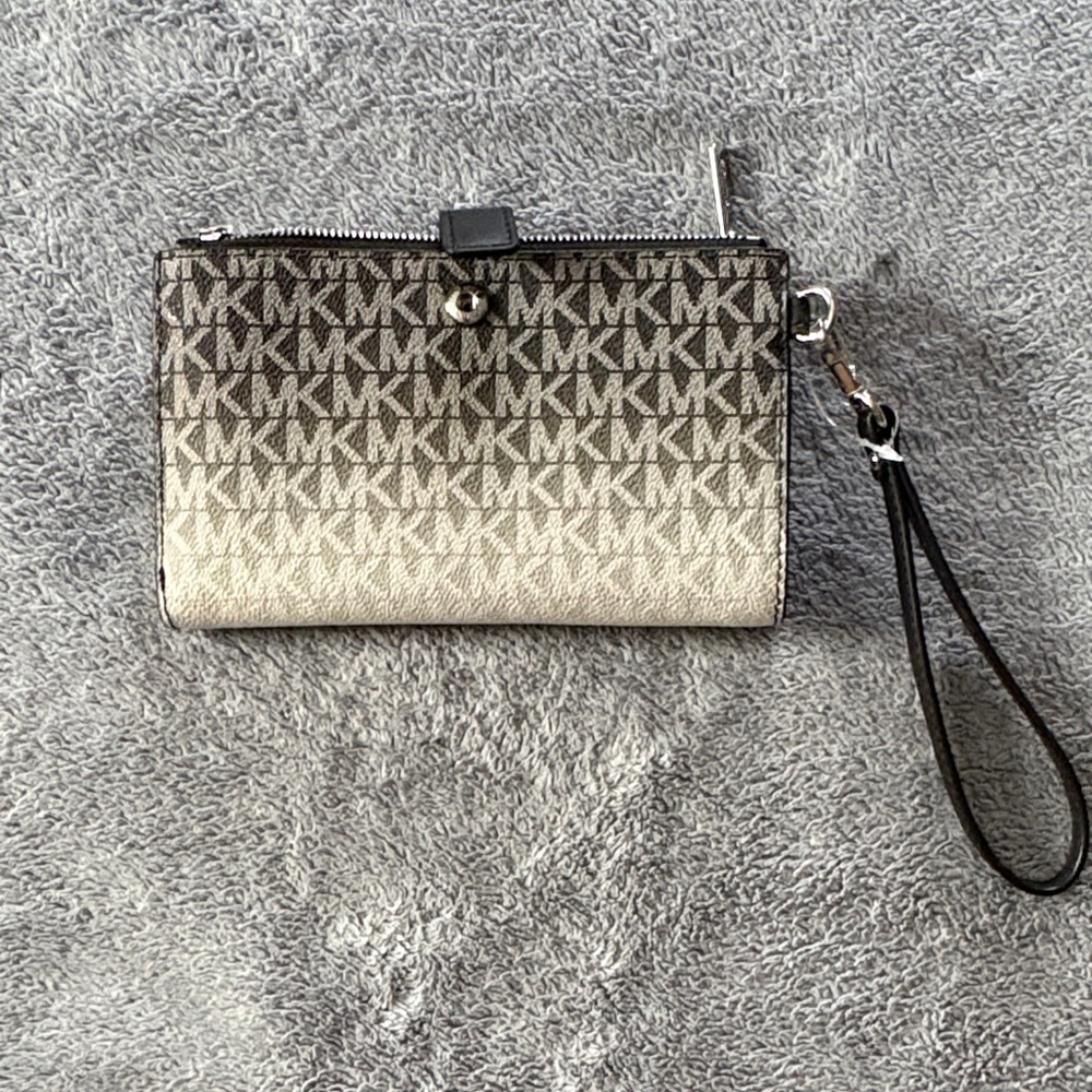 Michael Kors Black and White Monogram Wristlet
